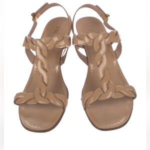 Prada Beige Braided patent Leather Sandals Sz 40.5